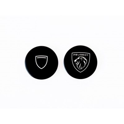 Schwarzes Magnetschild mit Peugeot-Logo