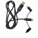 Zestaw KABEL USB 3 w 1 LIGHTNING + MICRO-USB + USB-C